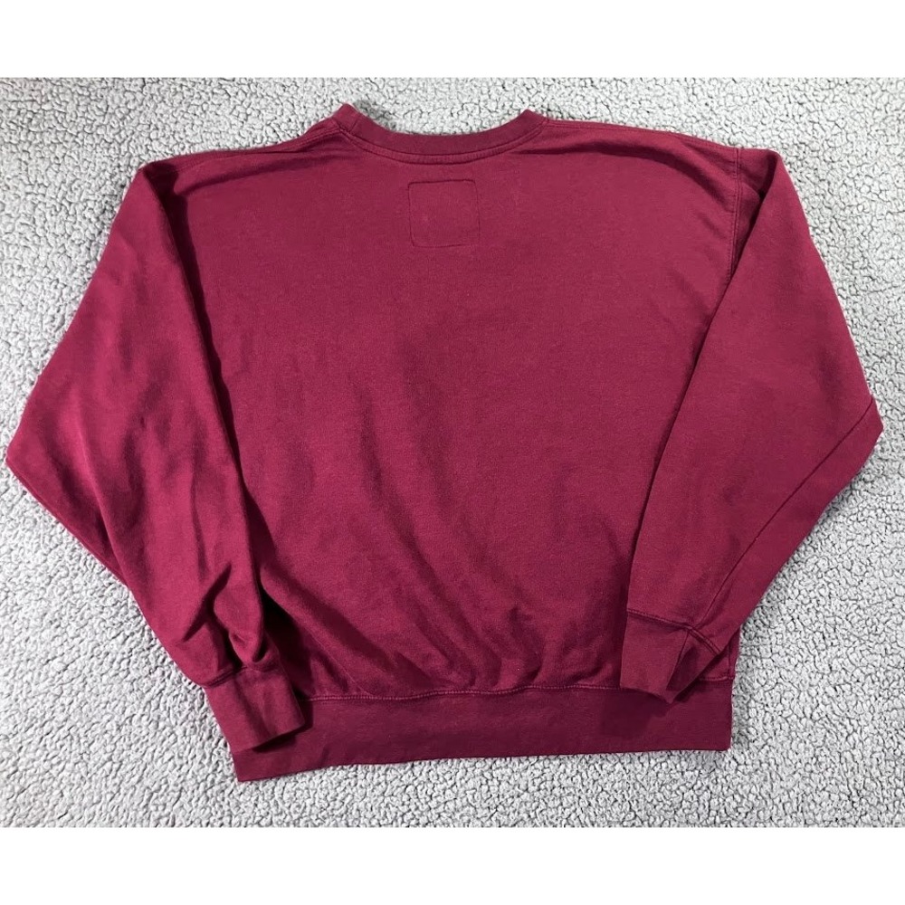New York Popular Mens XL Burgundy Embroidered Crewneck Sweatshirt Pullover - Picture 3 of 8